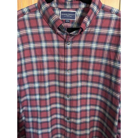 CHARLES TYRWHITT Mens Flannel Shirt in Rust and Black Tartan Size 3X Classic - Picture 1 of 4